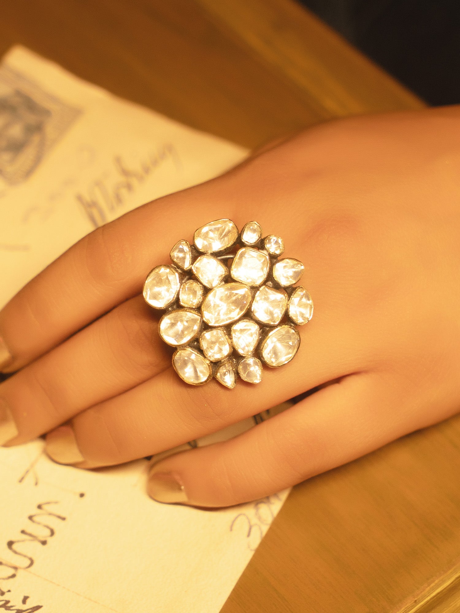 Manmeet 92.5 Silver Moissonite Finger Ring