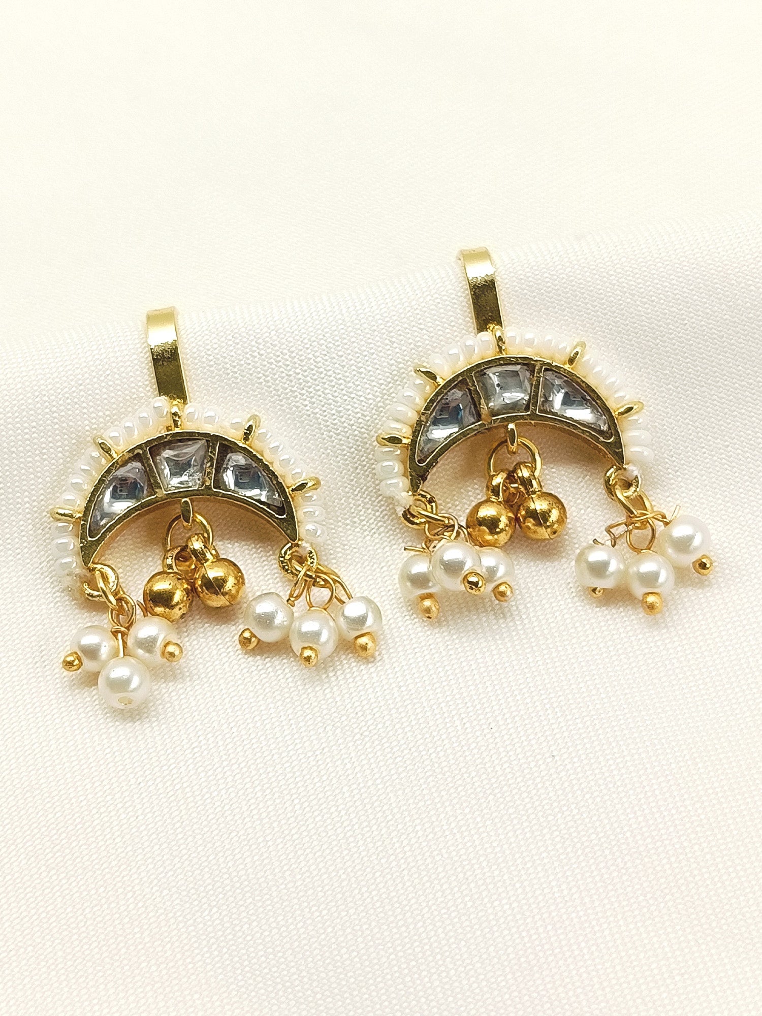 Kangana White Gold Plated Kundan Ear Cuff  [ Price is for Pair ]