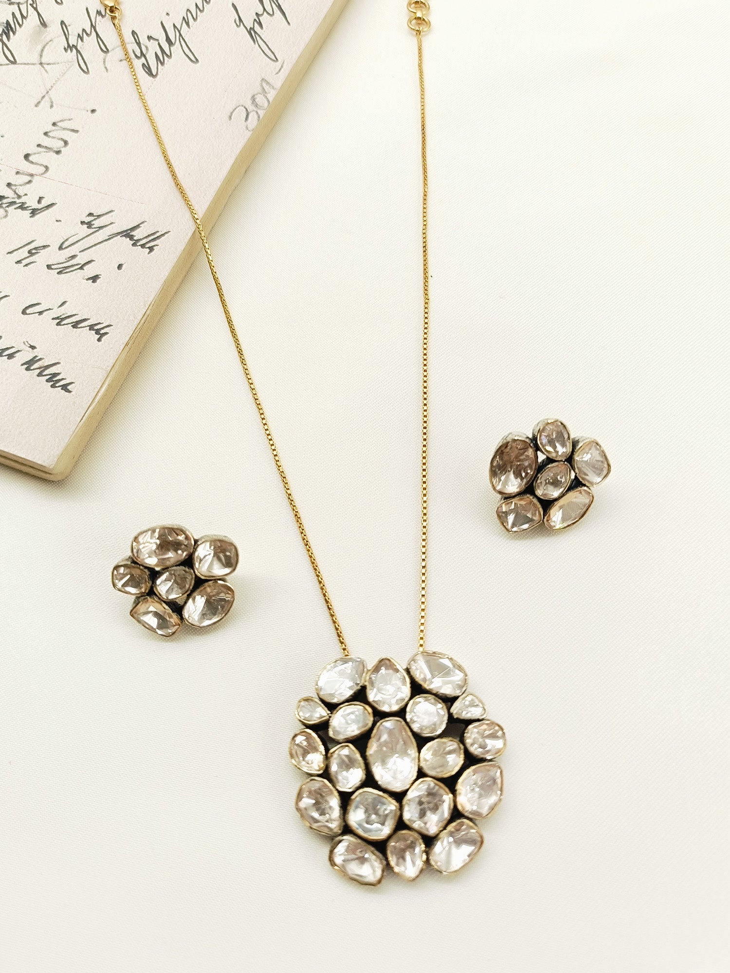 Merry 92.5 Silver Moissonite Pendant Set