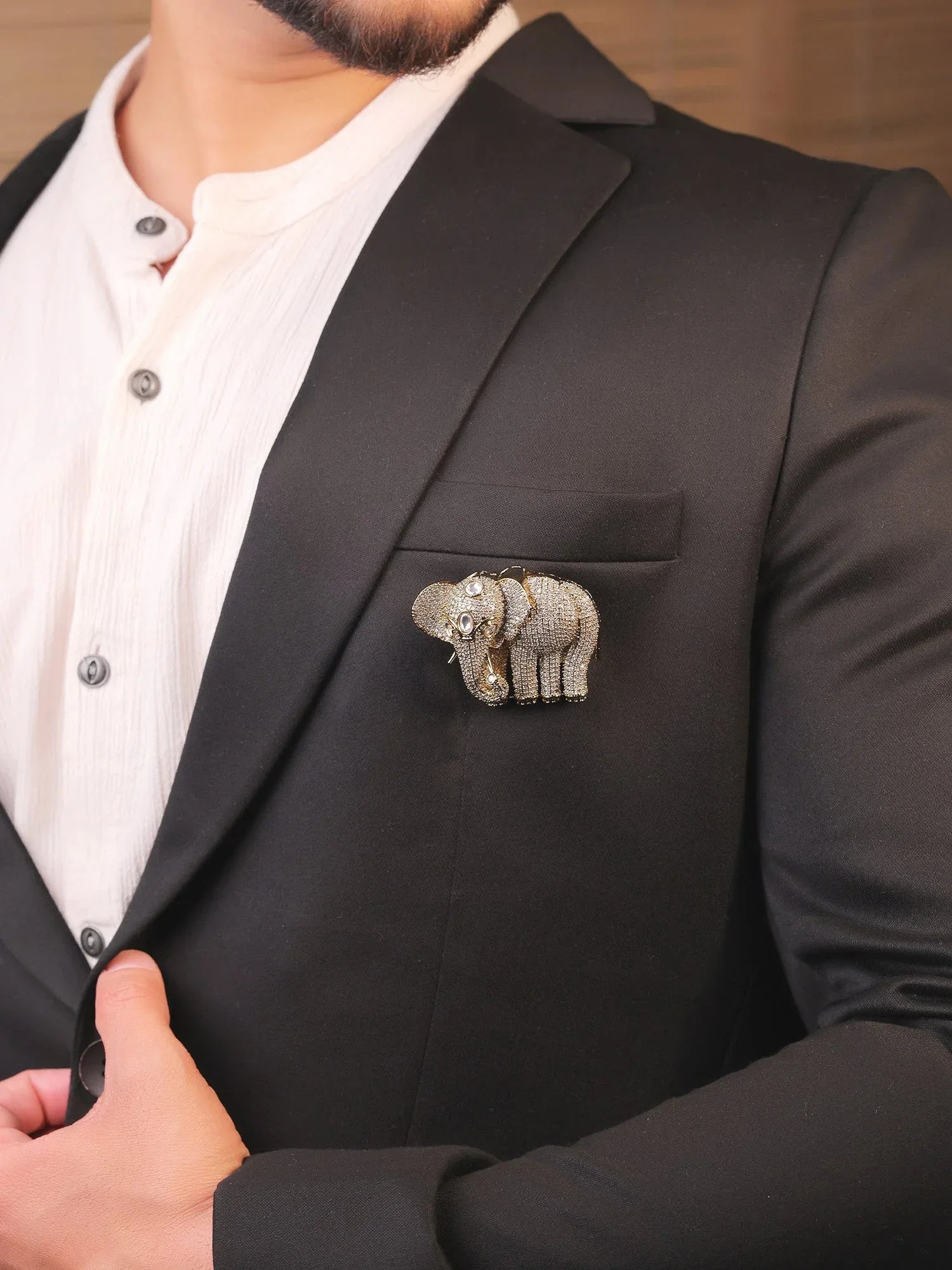 Rajveer Green Elephant Brooch