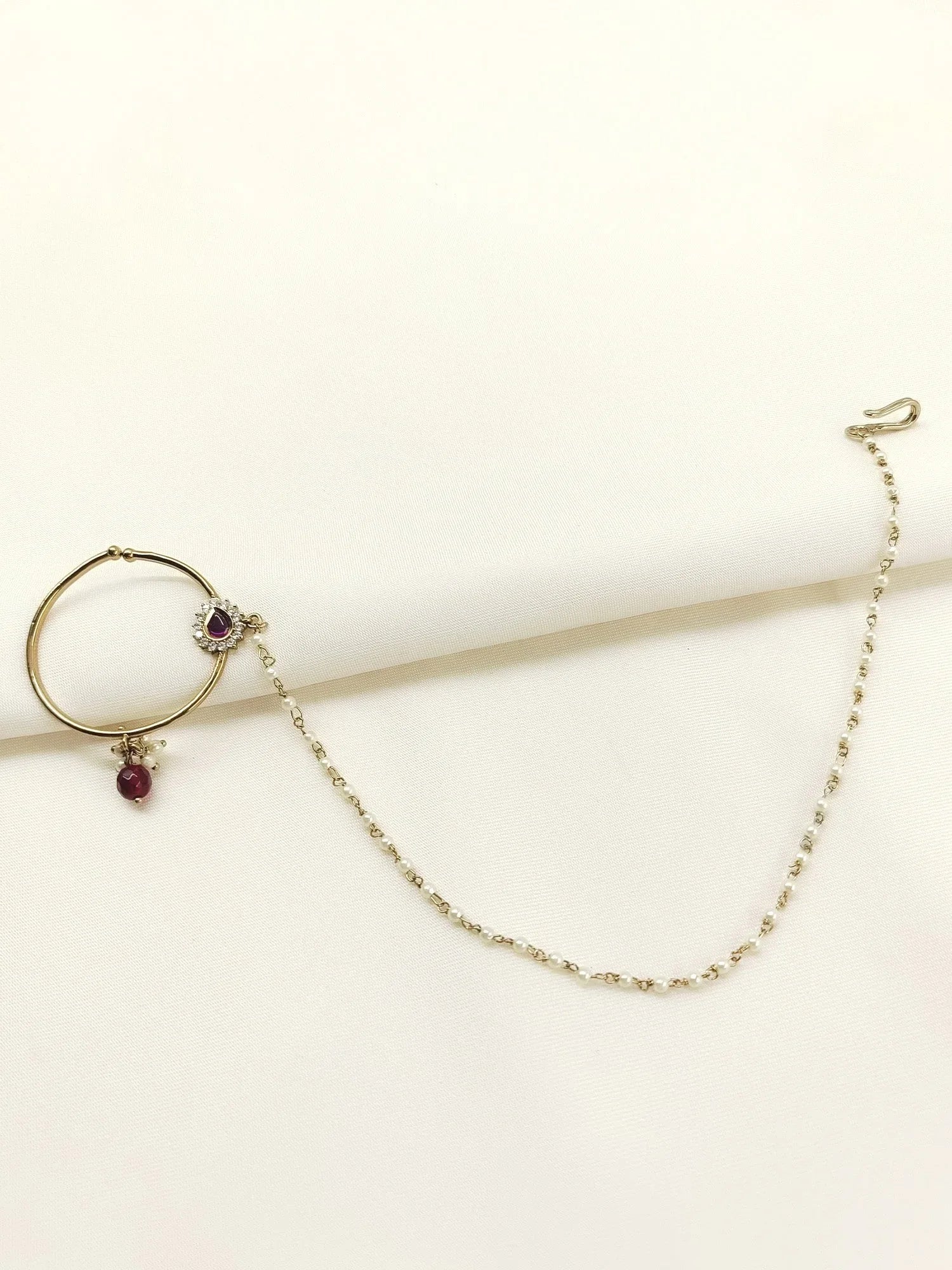 Rachna Maroon Kundan Nath