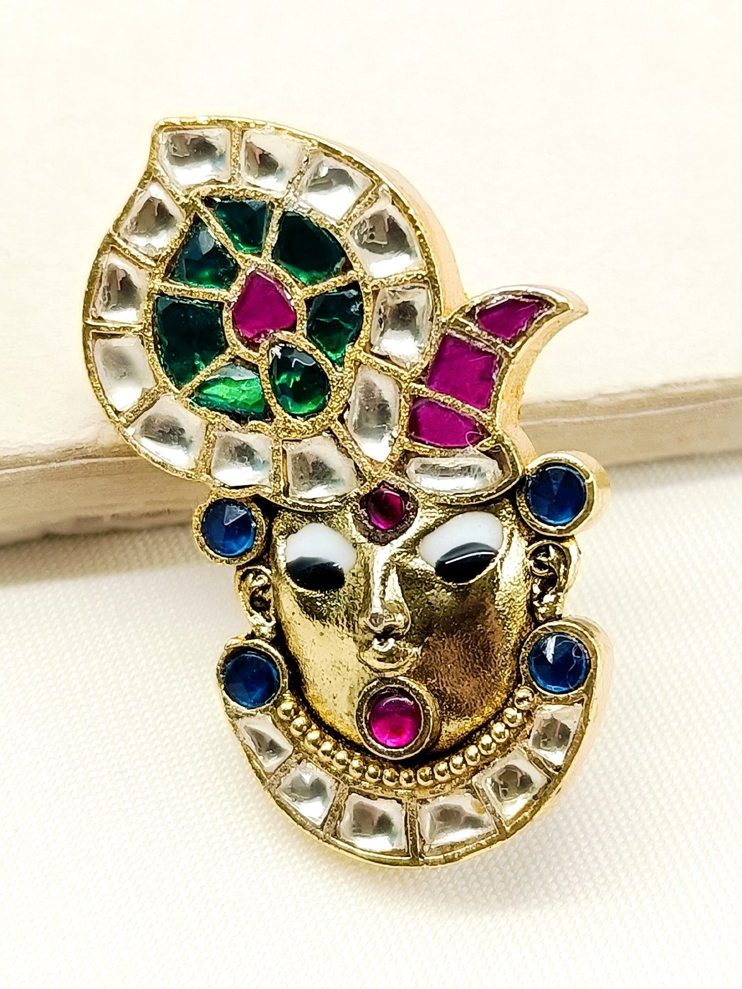 Prishi Multi Colour Shrinath Ji Brooch