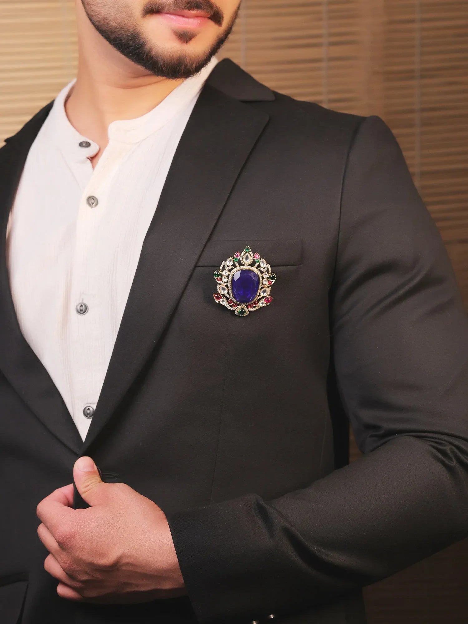 Rudra Navy Blue Men's Brooch