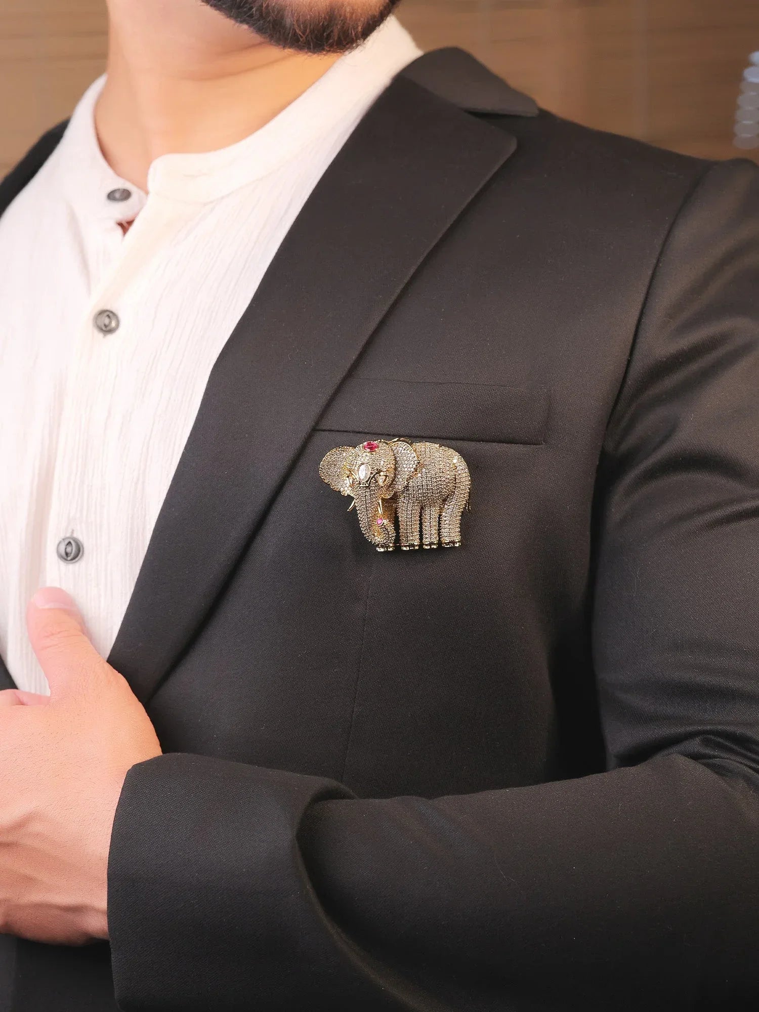 Kritik Ruby Elephant Brooch