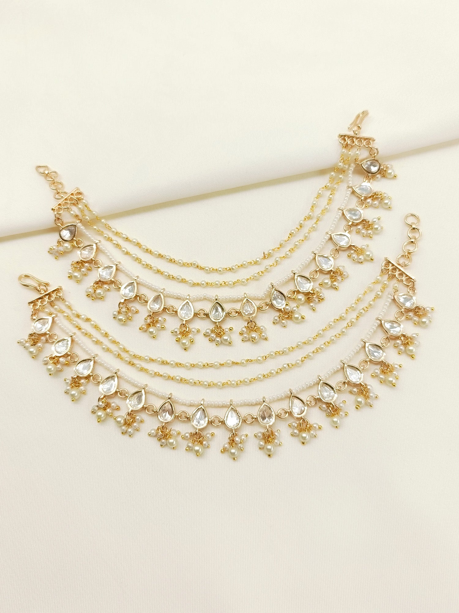 Saran White Traditional Ear Chain