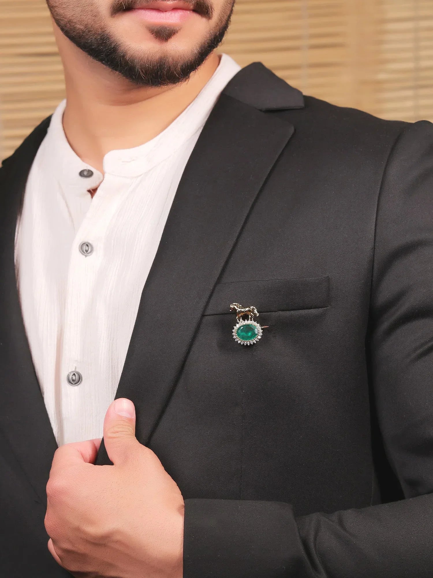 Saransh Green Horse Brooch