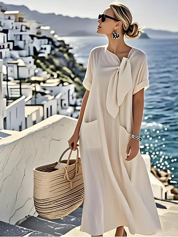Janet | Elegant Loose Fit Summer Maxi Dress with Pockets by Qivii