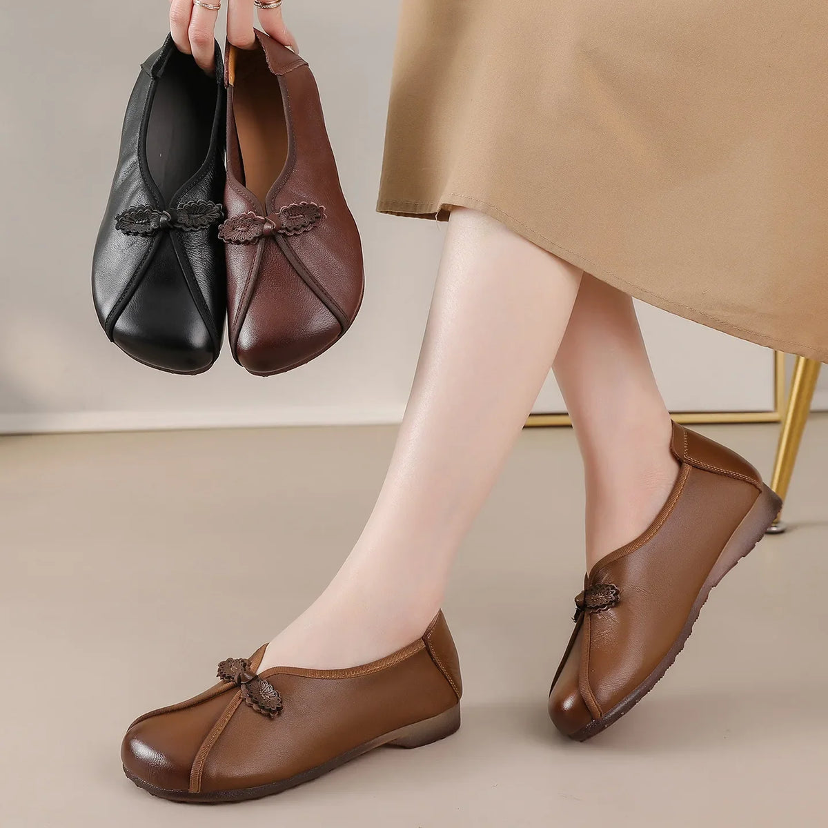 Prescott women's orthopedic ballet flats by Qivii, stylish slip-on shoes with supportive soles for comfortable everyday wear.