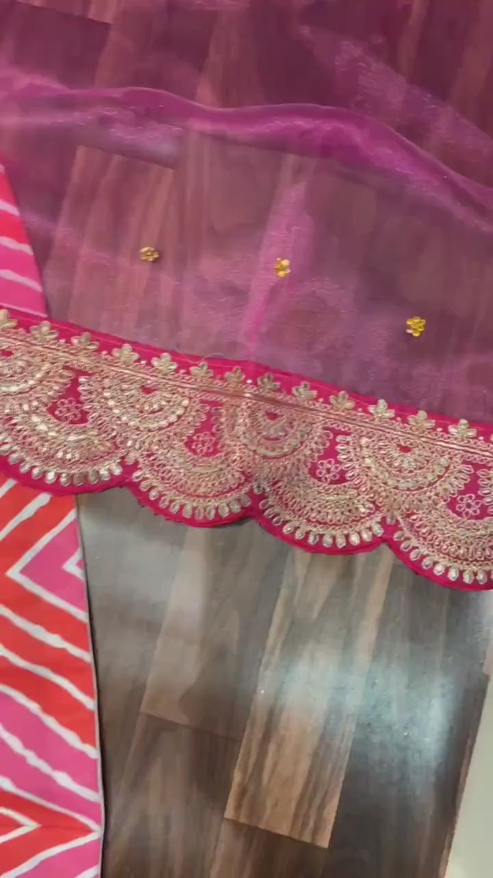 Designer Pink-Red Lehenga Choli In Georgette Embellished With Dori Sequins Embroidery - Inspired