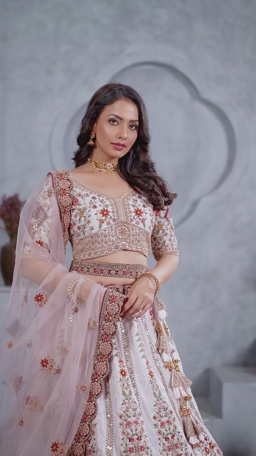 Bridal Light Purple Lehenga with Zari Paisley Embroidery, Silk Patches, and Regal Peacock Motifs