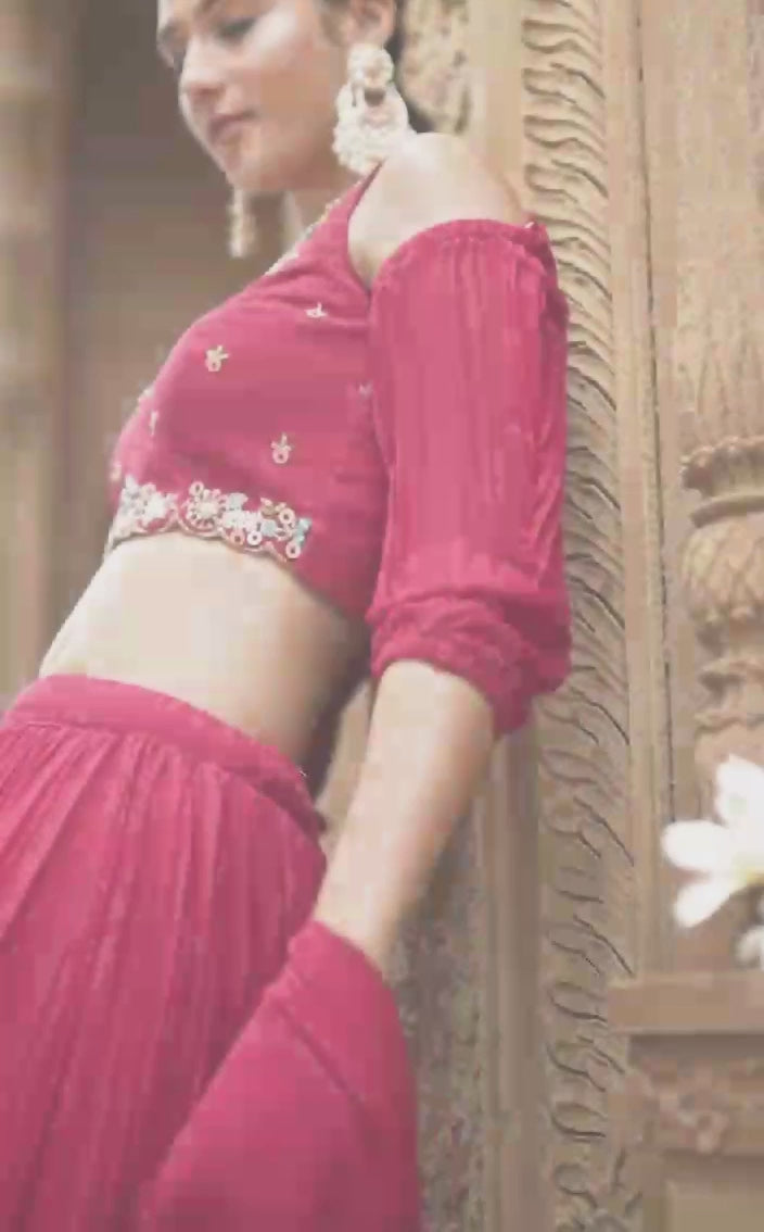 Enticing Rani Pink Georgette Function Style Lehenga Choli