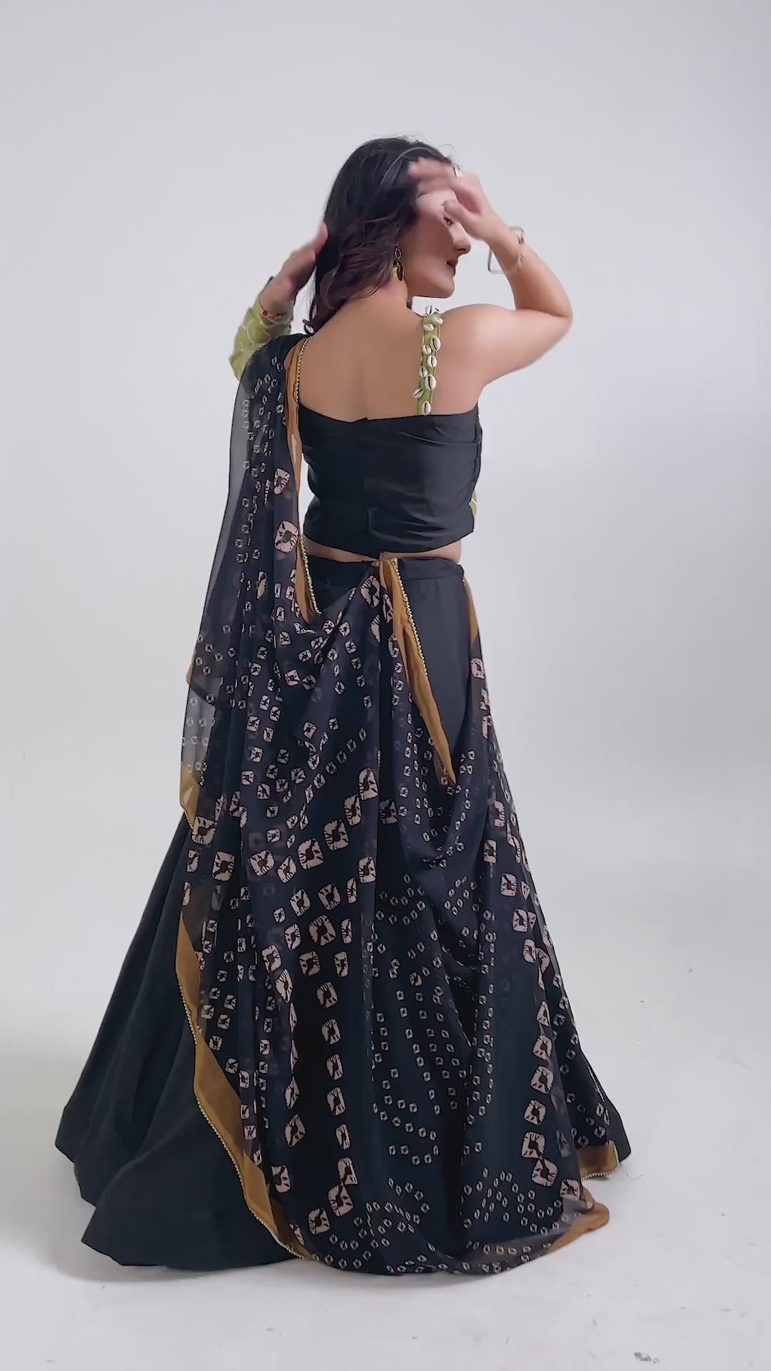 Black Color Polly reyon lehnga with thread & sequence work on Banglori satin fabric pattern