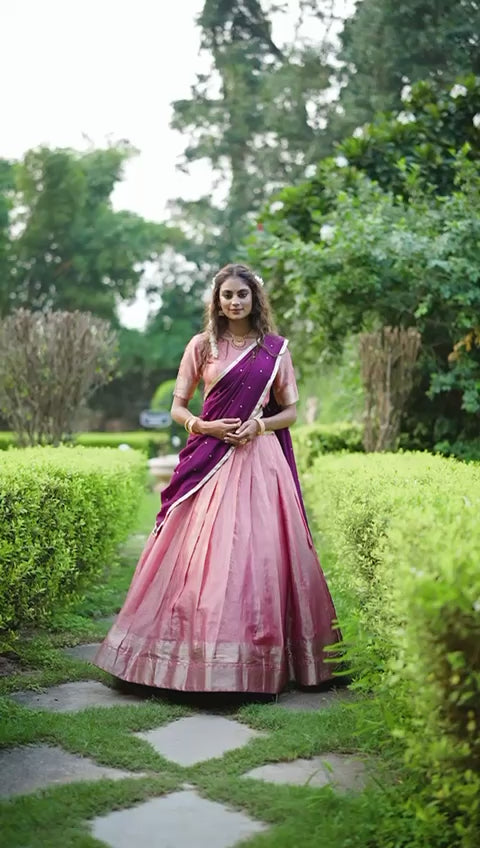 Red Color Kanchipuram Zari Weaving Work Lehenga