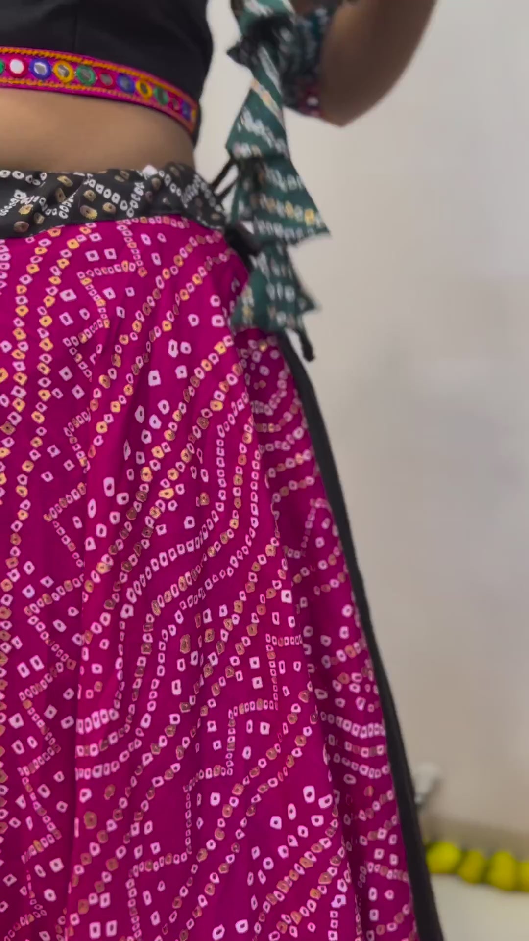 Pure Cotton Silk Pink & Black Lehenga