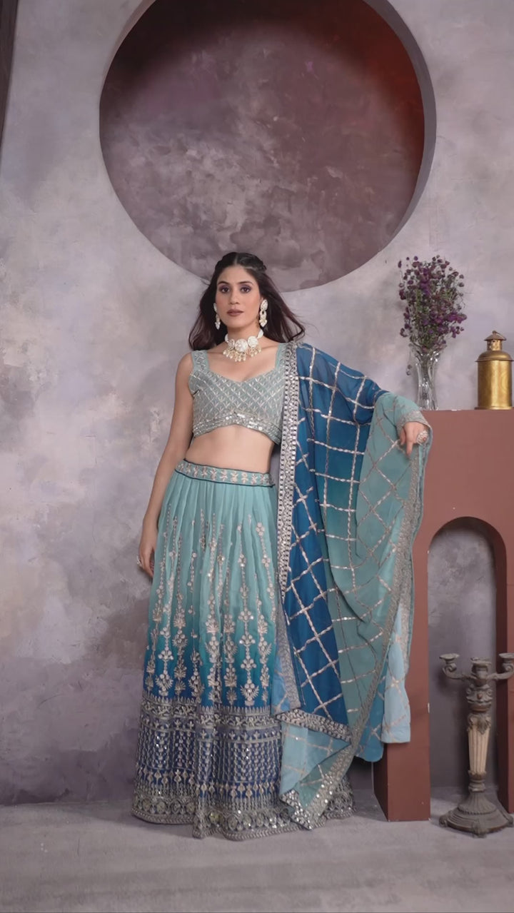 RAMA COLOR GEORGEET EMBROIDERED LEHENGA