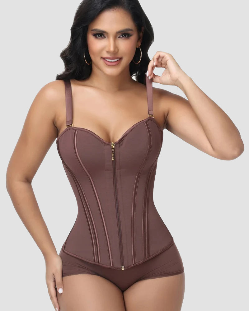 Shapshe® Fajas Colombianas Leopard Print Zip Up Corset Top