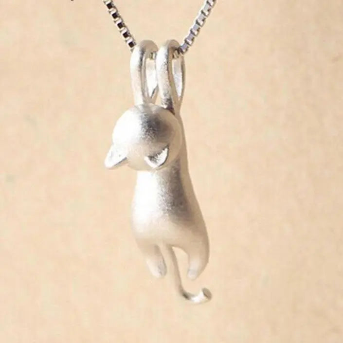 Vrolijke Ketting met een Zilveren Katje 925  - By Qivii