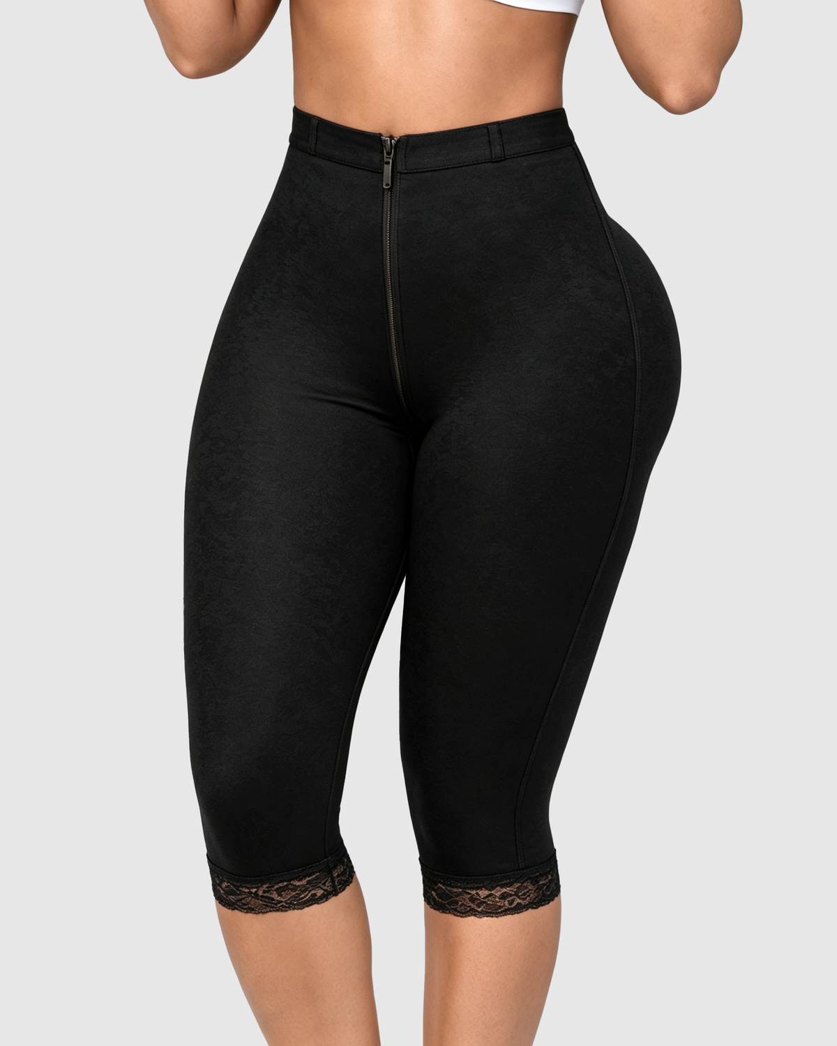 High Waist Zip Tummy Control Butt Lifting Shapewear Capri Pants