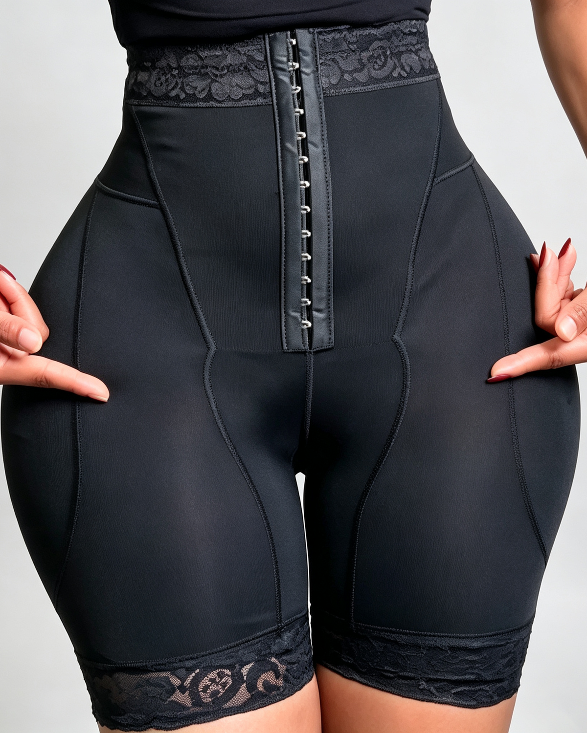 High Waist Tummy Control Butt Lifting Mid Thigh Mesh Shaper Shorts
