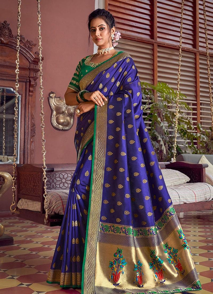 Purple Color Silk Base Silk Weave And Stone Work Saree  - By Kreeva