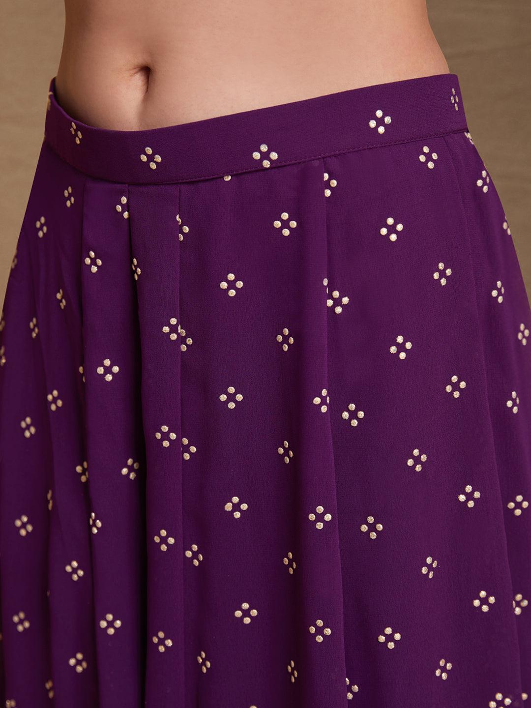 Purple silk Embroidered ready-to-wear co-ords by Qivii