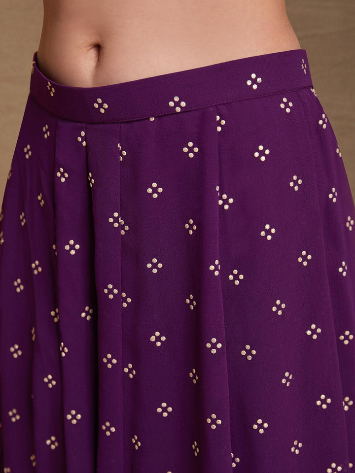 Beautiful purple silk co-ord set with intricate embroidery by Qivii