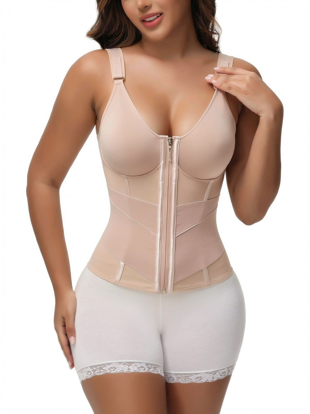 Adjustable Strap High Compression Zipper Bustier Shaper Vest