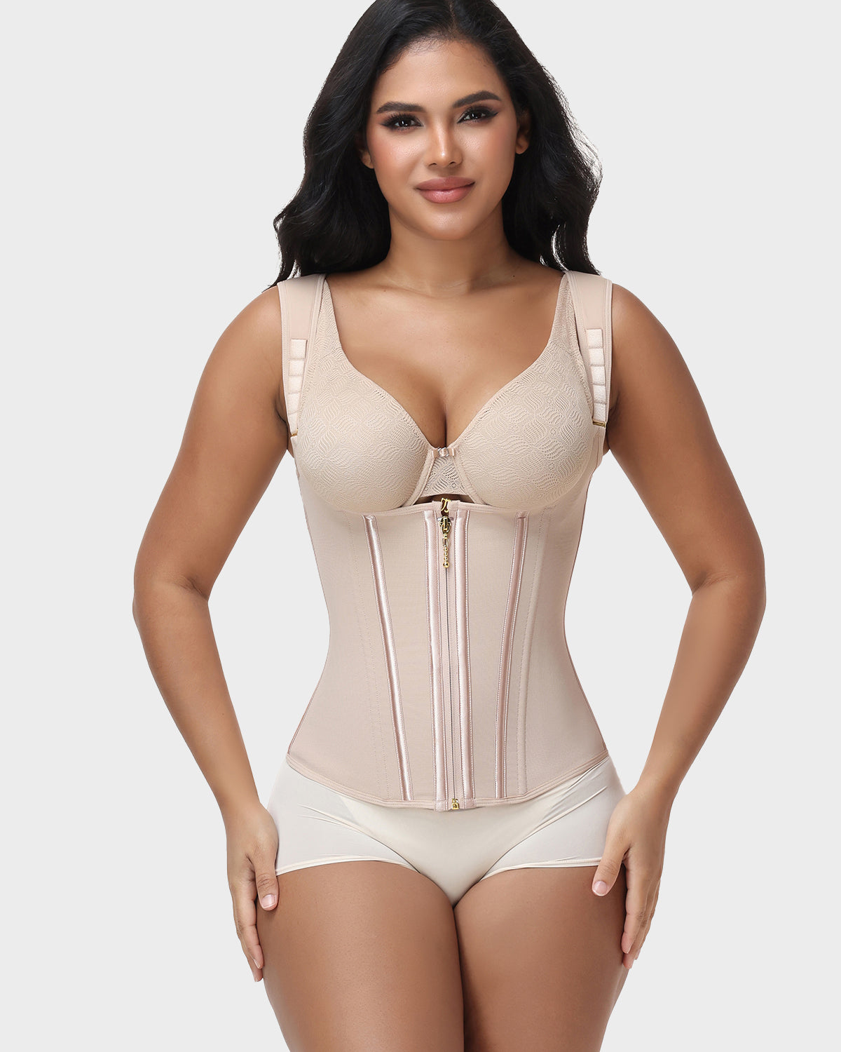 Adjustable Strap Double Compression Hourglass Zipper Waist Trainer Vest