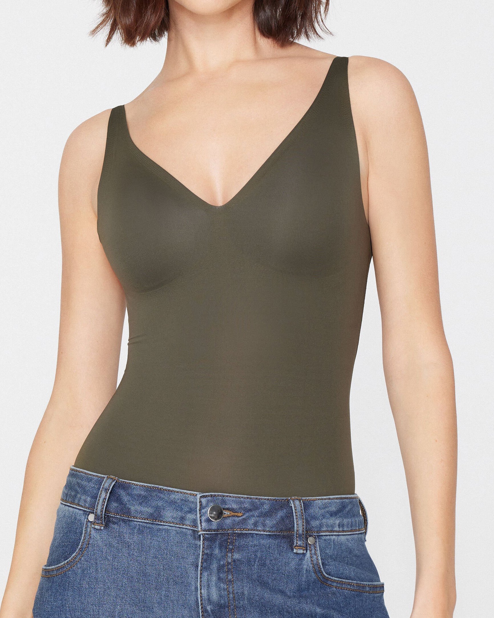 Natural Lifting Triangle Bodysuit with Bra  - By Qivii