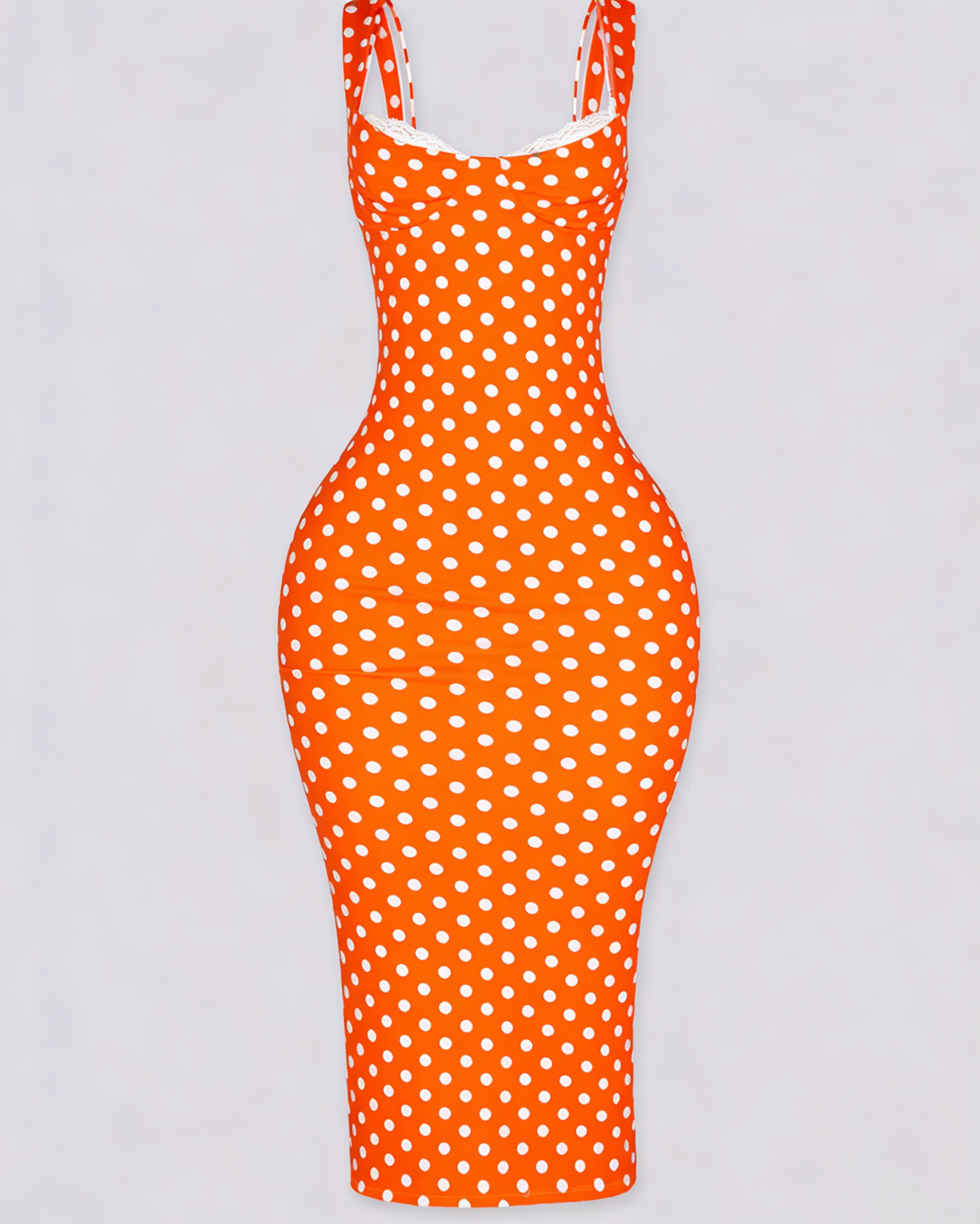 Sexy Women's Slim-Fit Stretchy Classic Polka Dot Maxi Dress  - By Qivii