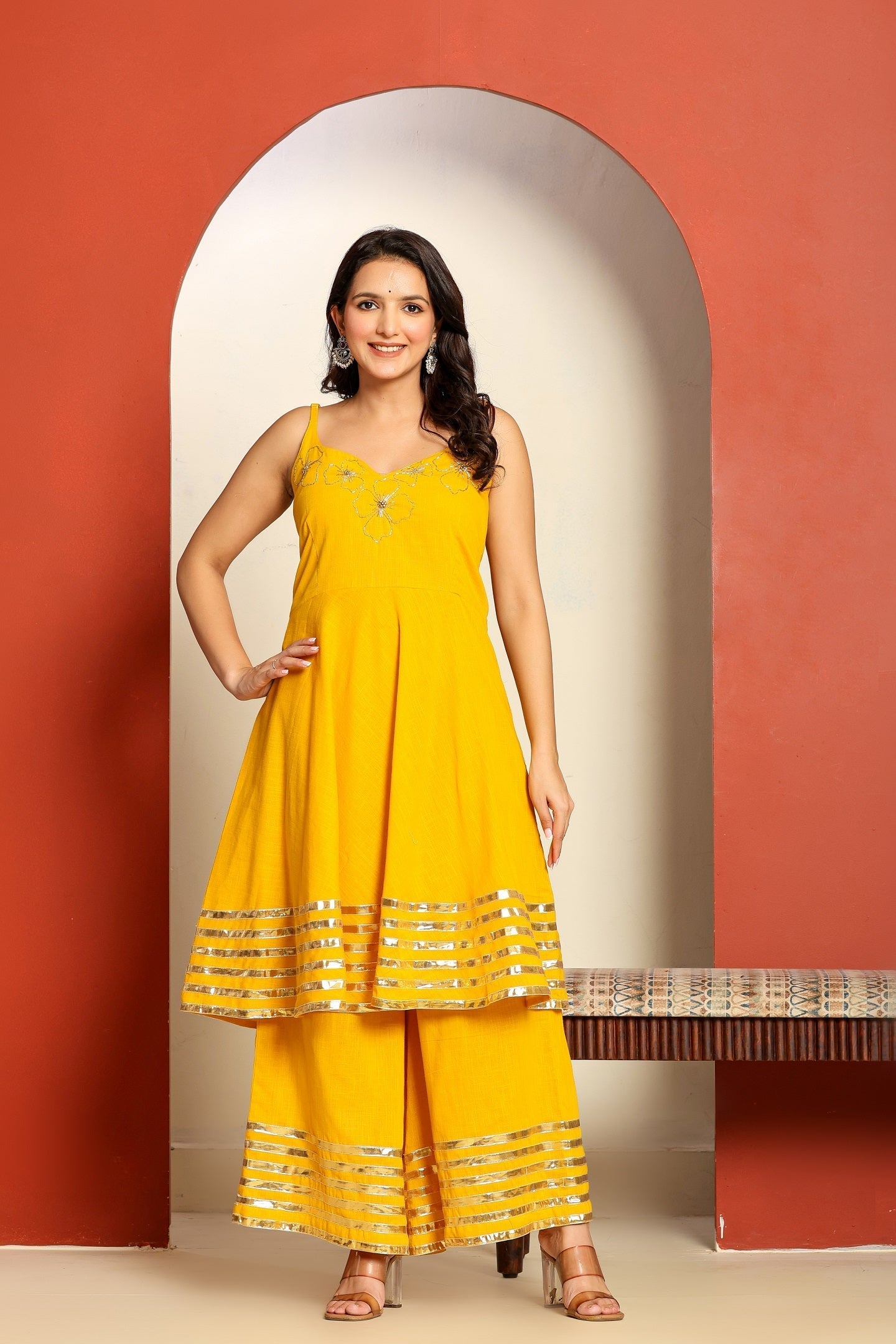 Ragavi Sunshine Yellow Sharara Set with Gota Patti Dupatta