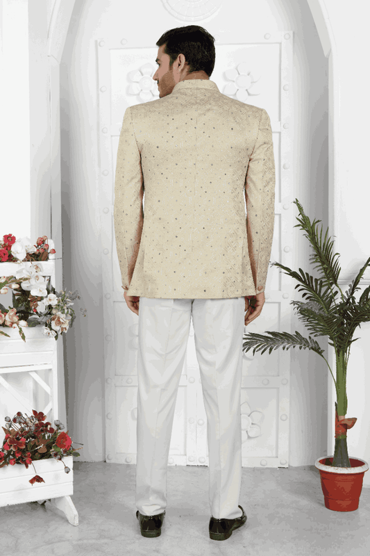 Men's Pista Green Art Silk Thread Work Jodhpuri Jacket