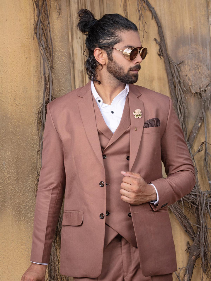 Ravishing Light Brown Color Men's Single Breasted Blazer