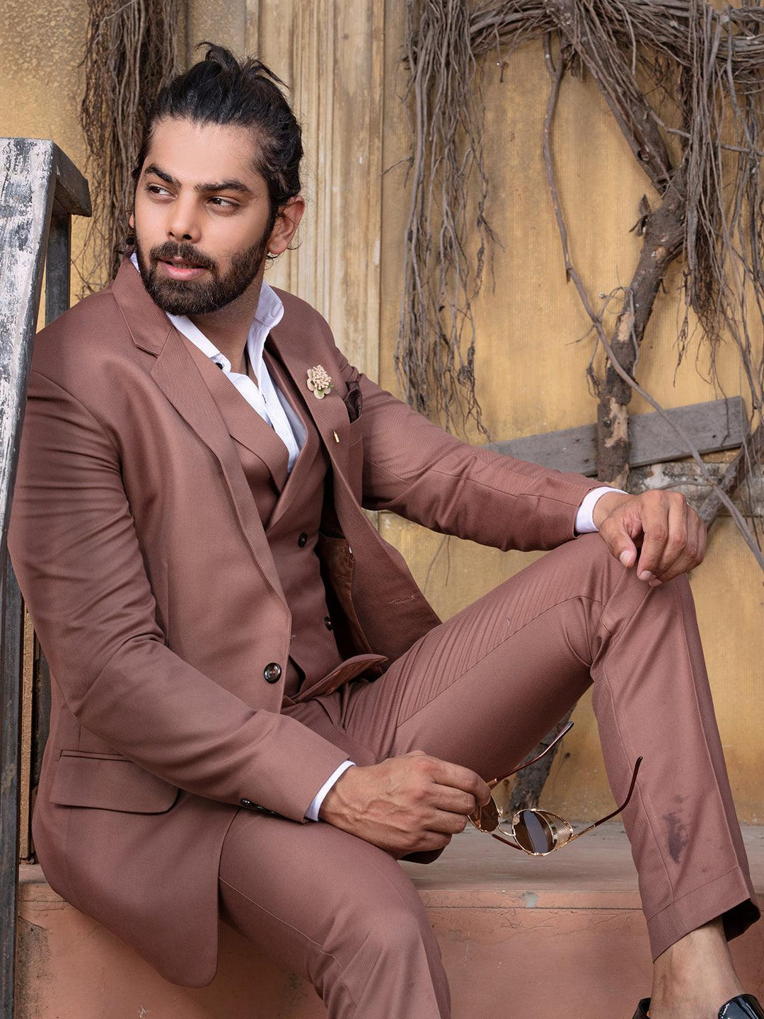 Ravishing Light Brown Color Men's Single Breasted Blazer