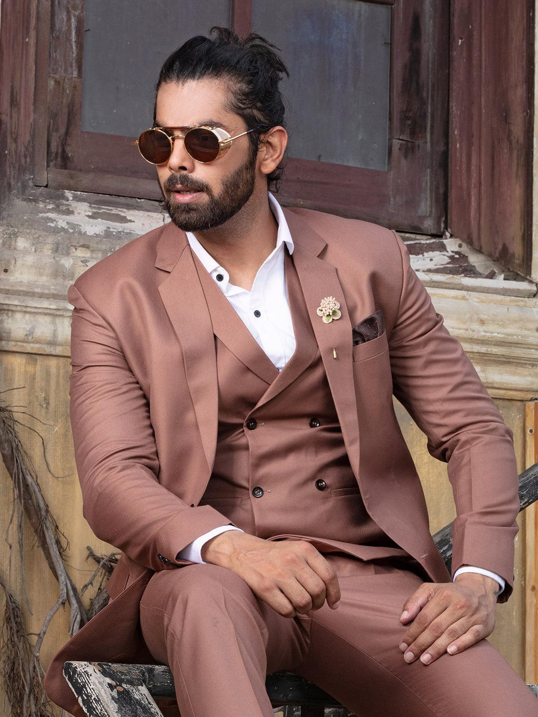 Ravishing Light Brown Color Men's Single Breasted Blazer