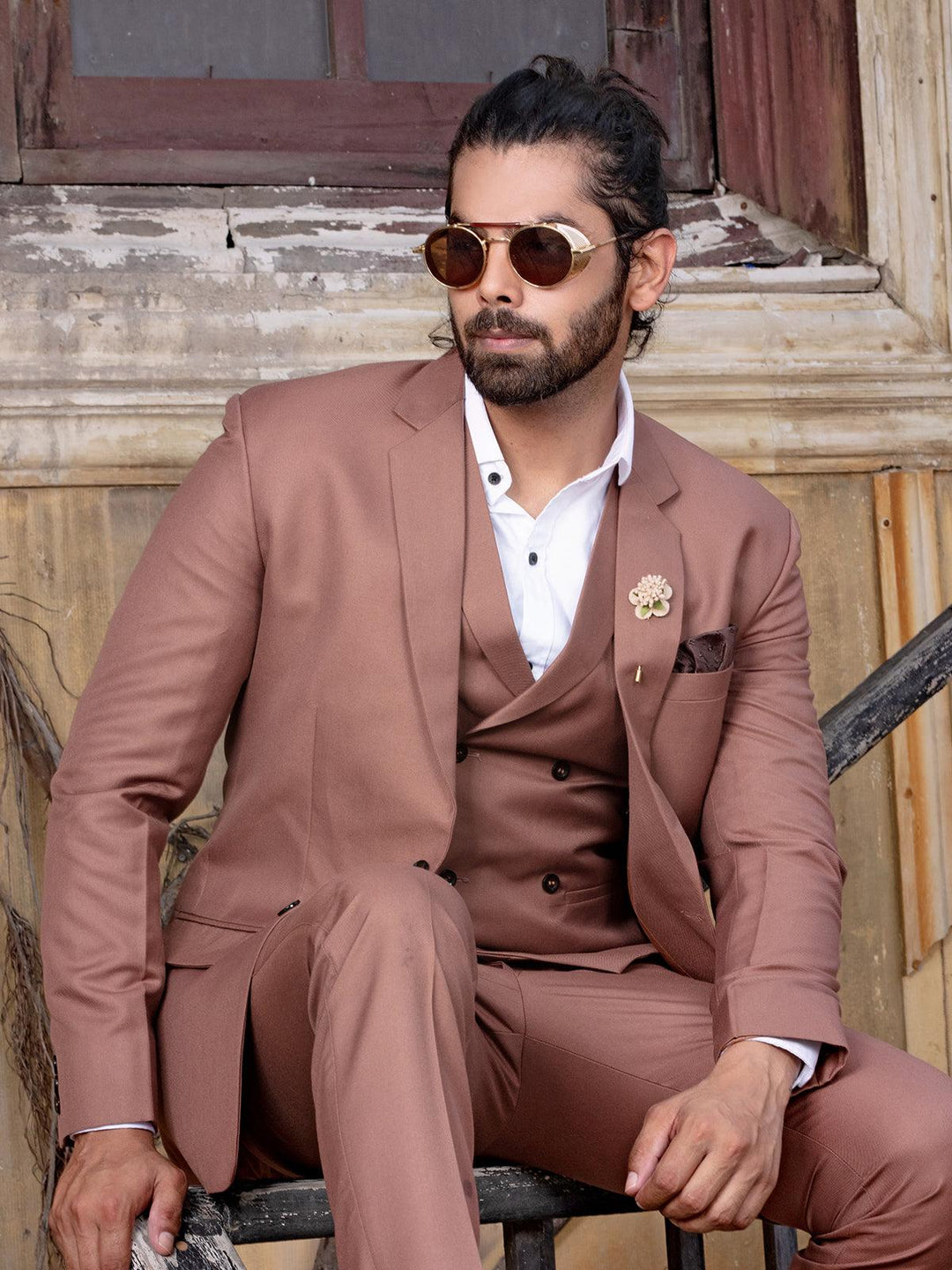 Ravishing Light Brown Color Men's Single Breasted Blazer