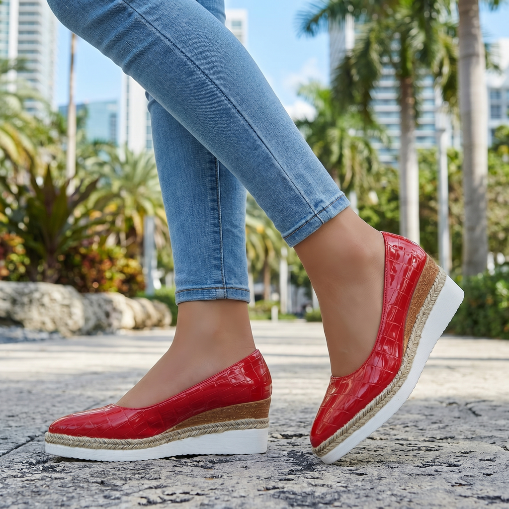 Aria Croc Espadrille Heels
