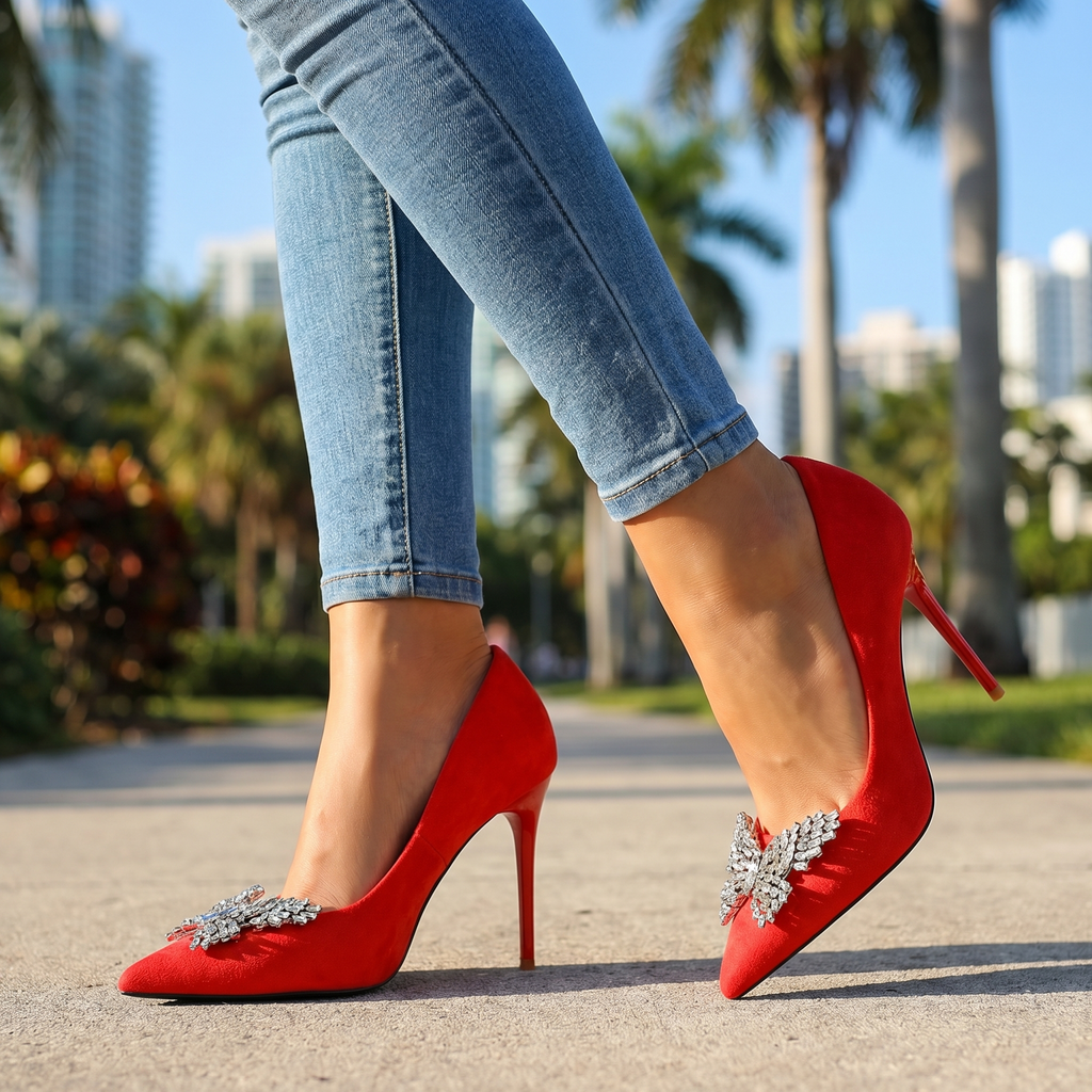 Patricia Crystal Bow Pumps