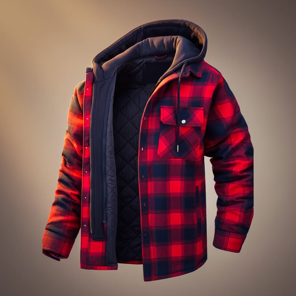 Sawyer Hooded Plaid Jacket  - By Qivii