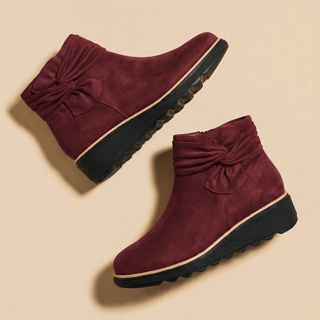 Penelope Suede Bow Boots  - By Qivii