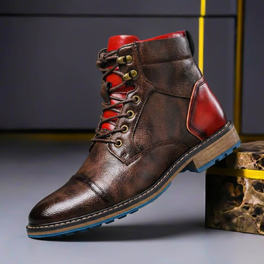 Jake Two-Tone Leather Boots  - By Qivii