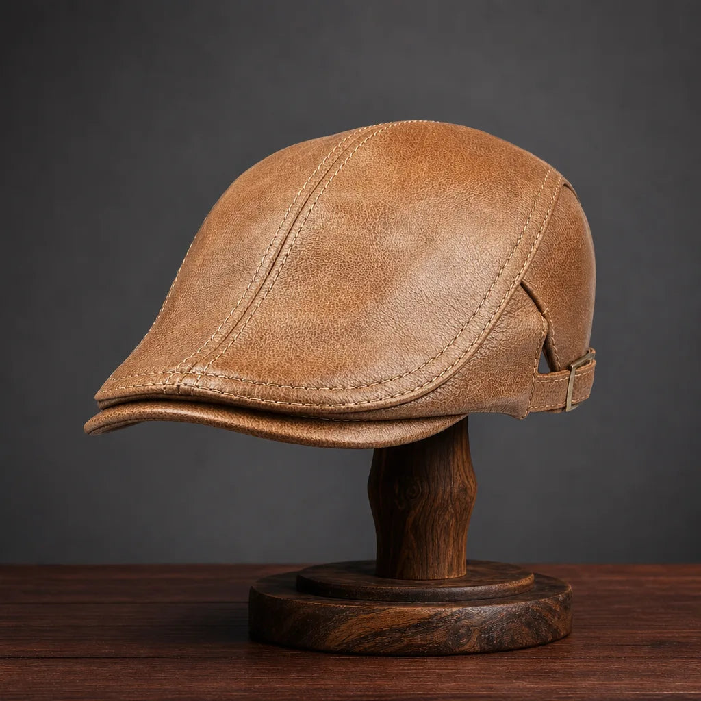 Reed Leather Flat Cap