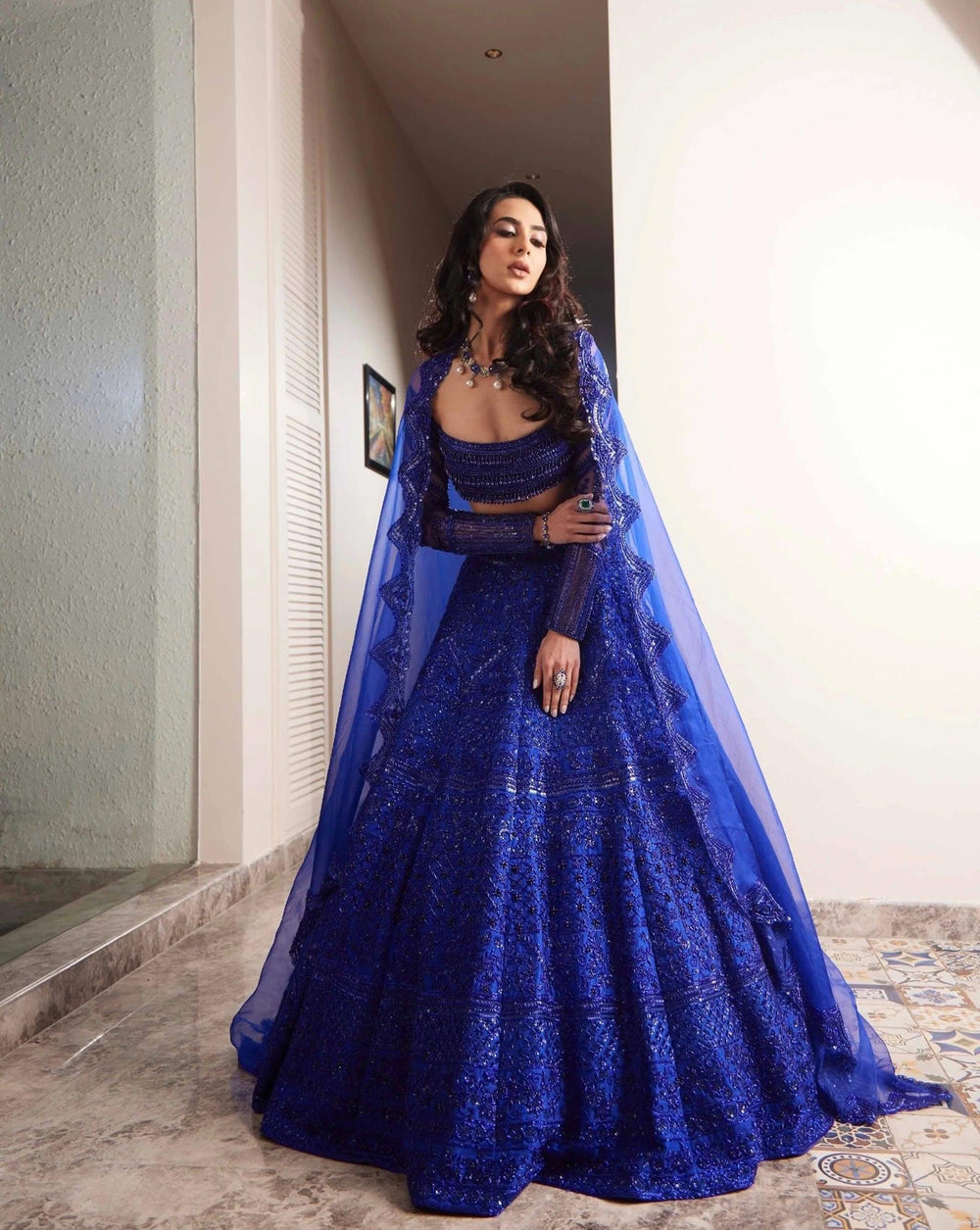 Royal Blue Color Heavy Embroidered Sequence Designer Lehenga Choli | Readyto wear - qivii