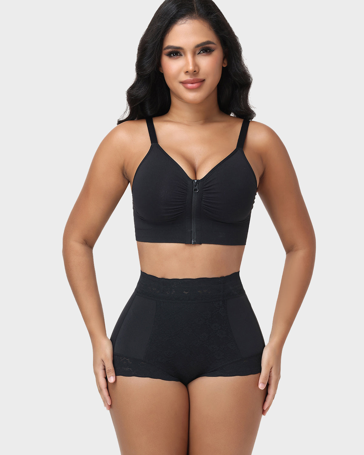 Black Lace High Waist Butt Lifting Shaping Underwear Shorts
