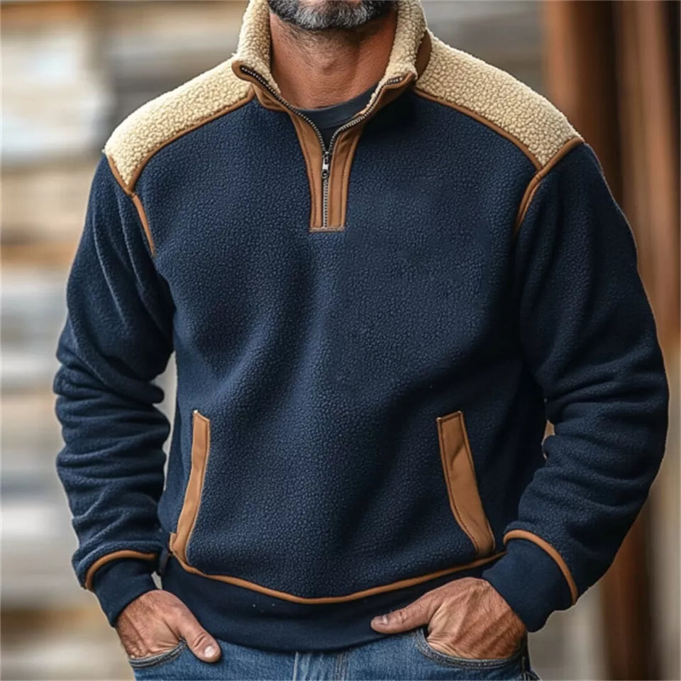 Ethan™ - Retro Katoenen Rits Pullover  - By Qivii
