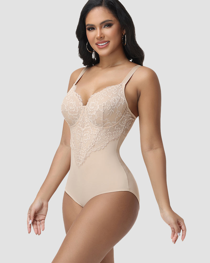 Shapshe® Sexy Lace Floral Hip Lift Shapewear Bodysuit  - By Qivii