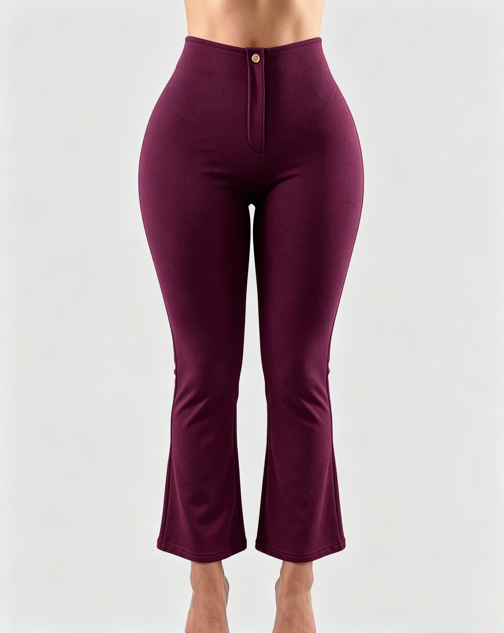 High Waist Butt Lifting Solid Black Slim Fit Flare Pants  - By Qivii