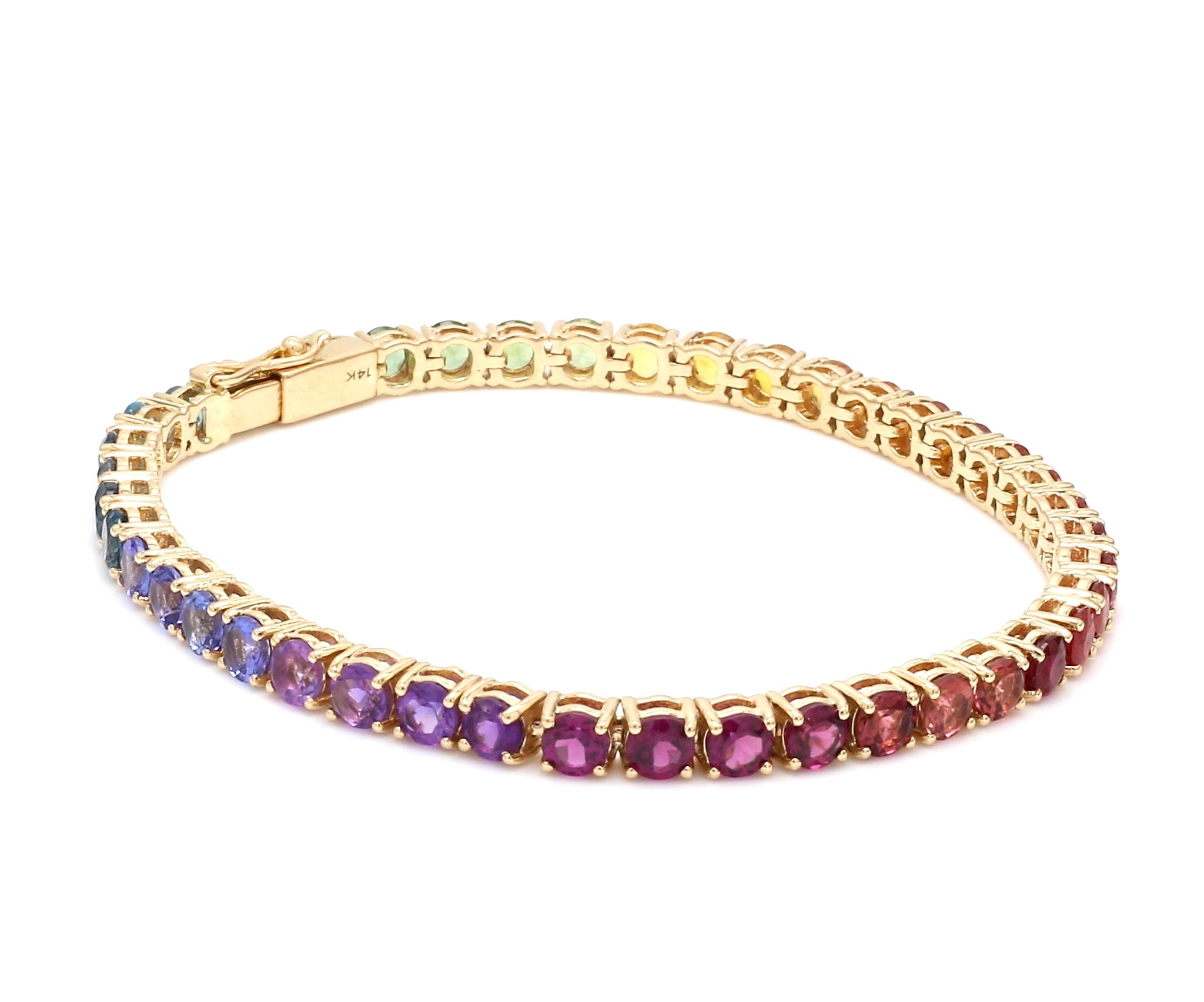 Rainbow Gemstone 4MM Round Bracelet