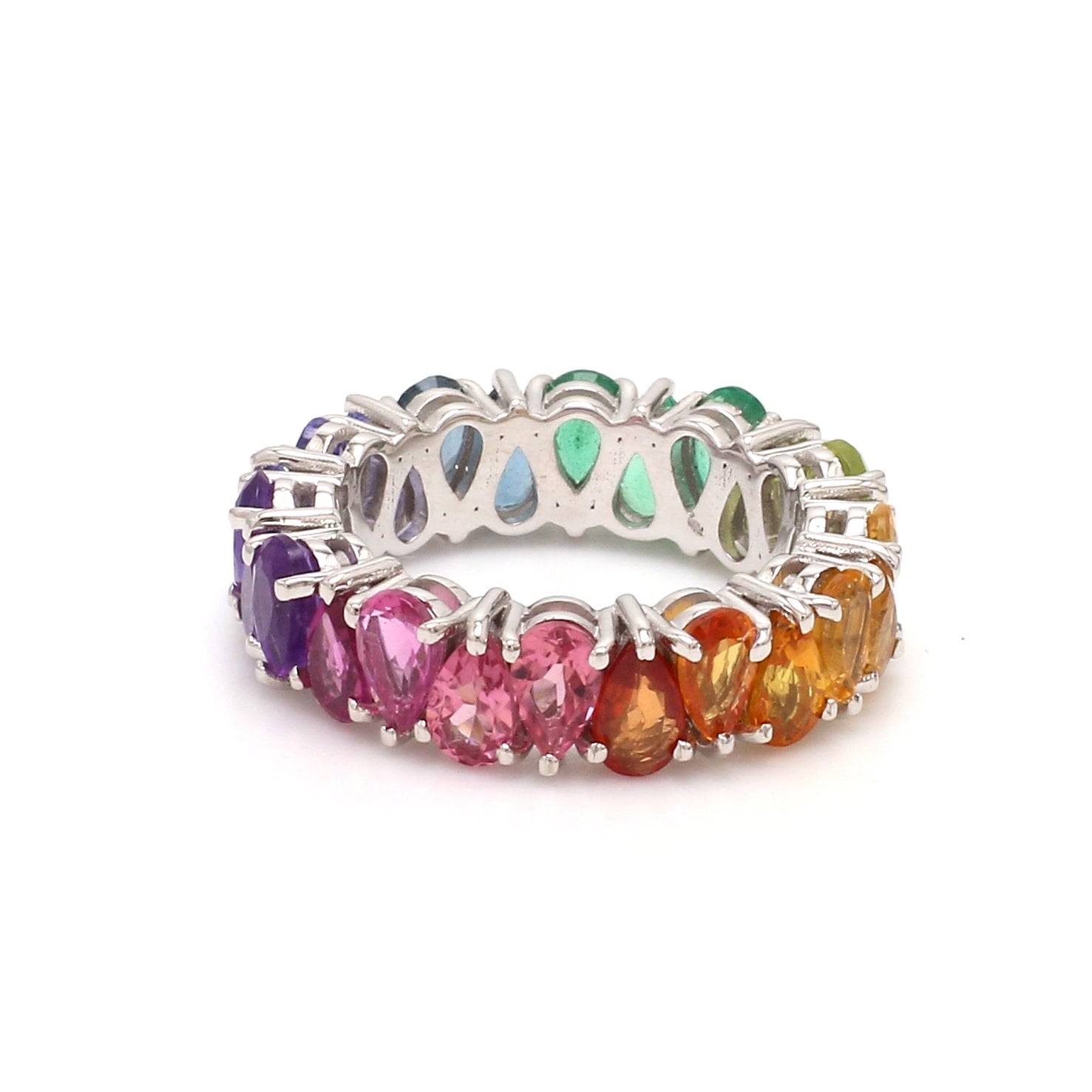 Rainbow Gemstone Pear Upside Down Ring