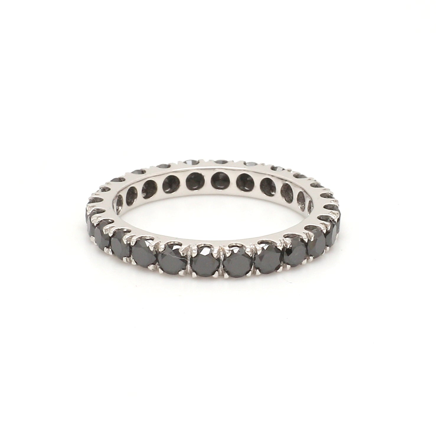 Black Diamond Round Eternity Ring - qivii